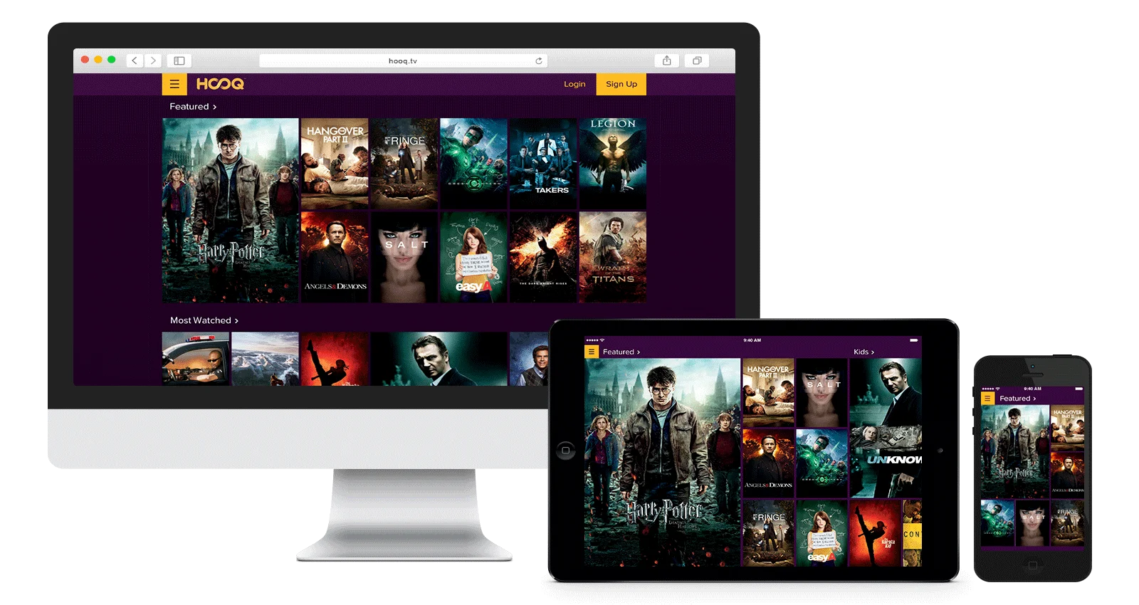 Streamza video on demand UK library showing popular British and Hollywood films and box sets